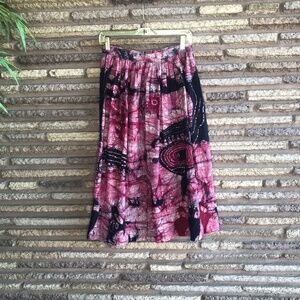 Vintage 90s Pink Tie Dyed Batik Full Skirt